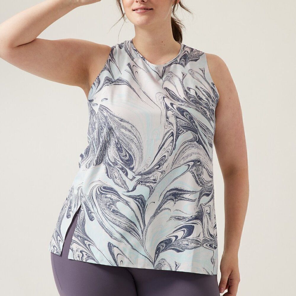 Athleta 3X Blue Marble Print Zephr Tank